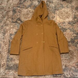 Zara Hooded Trench Coat in Camel Brown